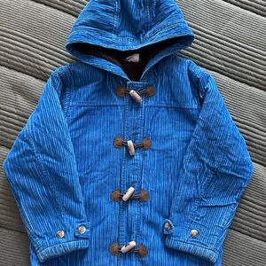 SOLD Hanna Andersson Blue Corduroy Kids Hooded Coat 130 8 euc